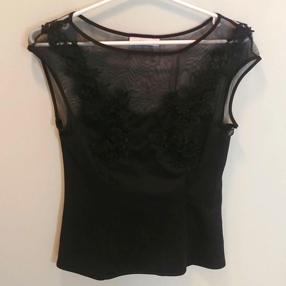 Sophia Ladies Mesh & Embroidered Top